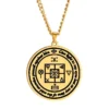 Amulette de Chance Gambling en acier inoxydable doré avec inscription protectrice contre les ennemis, pour attirer chance et protection.