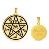 Amulette Étoile de la Terre Pentacle Wicca en acier inoxydable doré personnalisable, symbole de protection spirituelle et connexion aux éléments naturels.