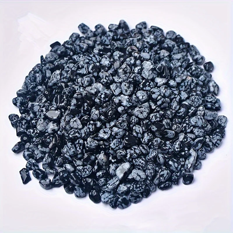 Tas de pierres d'obsidienne flocons de neige naturelle 5-9mm avec motifs noir et gris