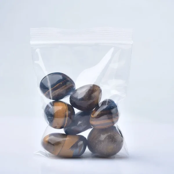 Sachet de pierres roulées en œil de tigre naturel, cristaux énergétiques pour protection et bien-être