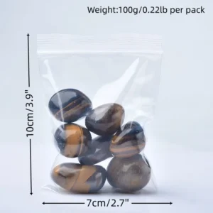 Sachet de pierres roulées en œil de tigre naturel, 100g, pour protection et énergie positive