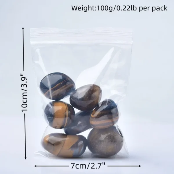 Sachet de pierres roulées en œil de tigre naturel, 100g, pour protection et énergie positive