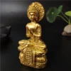 Statue de Bouddha doré en posture de prière, sculpture en résine pour décoration intérieure Feng Shui