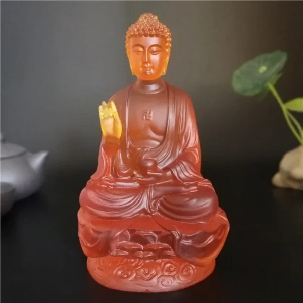Statue Bouddha en résine colorée, posture méditative, décoration Feng Shui pour une ambiance zen et spirituelle