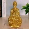 tatue de Bouddha en résine dorée avec dimensions : 14 cm de hauteur, 8 cm de largeur, idéale pour la décoration Feng Shui