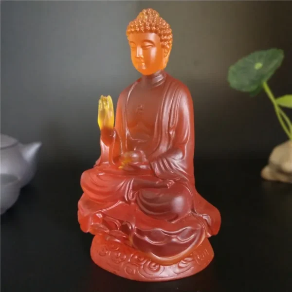 Statue de Bouddha en résine translucide colorée, posture méditative, idéale pour la décoration Feng Shui
