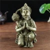 Statue en résine couleur bronze de Hanuman, dieu hindou protecteur, pour décoration spirituelle et porte-bonheur.