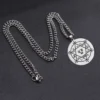 Pendentif en acier inoxydable Pentagonal d'Astérion avec Sceau de Salomon, chaîne en maille argentée pour protection spirituelle.