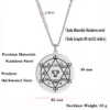 Détails du pendentif Pentagonal d'Astérion en acier inoxydable avec Sceau de Salomon, taille 38 mm avec chaîne de 60 cm.