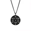 Pendentif Pentagonal d'Astérion en acier inoxydable noir avec Sceau de Salomon pour protection spirituelle.