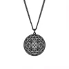 talisman-sri-yantra-acier-noir-oeil-de-shiva. Pendentif Talisman Sri Yantra en acier inoxydable noir, symbole d'harmonie spirituelle et de prospérité.